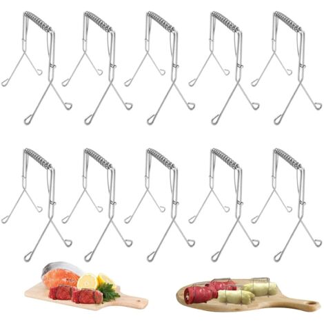 10 pinces à Roulade en Acier inoxydable Réutilisables,Bâtonnets de Barbecue Acier Inoxydable 304,Brochettes à Roulade Aiguilles,Aux Brochettes de Roulade,Alternative à la ficelle
