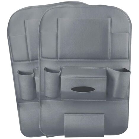 2 packs organisateurs de voiture en cuir PU, housse de protection de siège arrière, organisateur de siège arrière de voiture Kick Mat avec 10.1 "support pour iPad/tablette - Gris