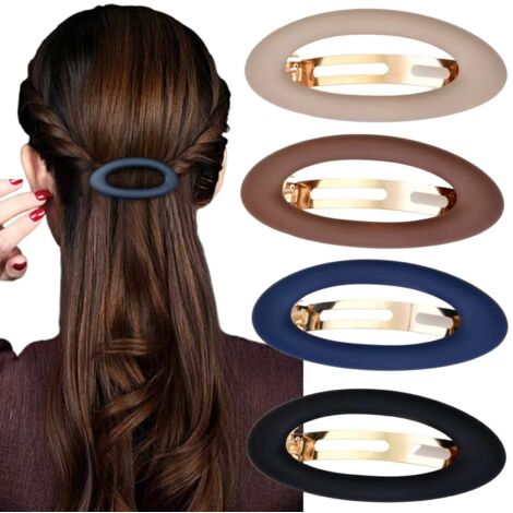Ellipse Lot de 4 barrettes à cheveux pour femme - Cheveux épais automatiques - Grandes barrettes classiques mates - Pour femmes et filles (1/5)