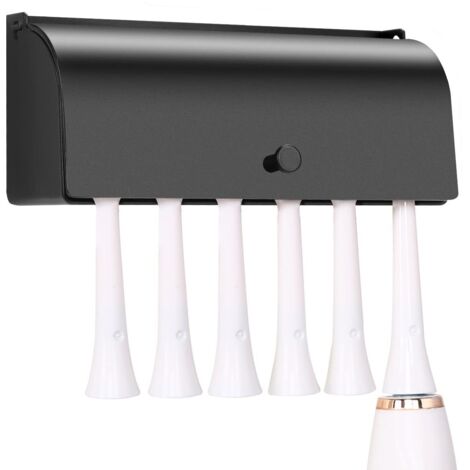 Porte-Brosse à Dents, Acier Inoxydable 304 Auto-adhésif Mural Anti-poussière Support pour Organisateur de Rangement pour Brosse à Dents(Noir, 6 Emplacements)
