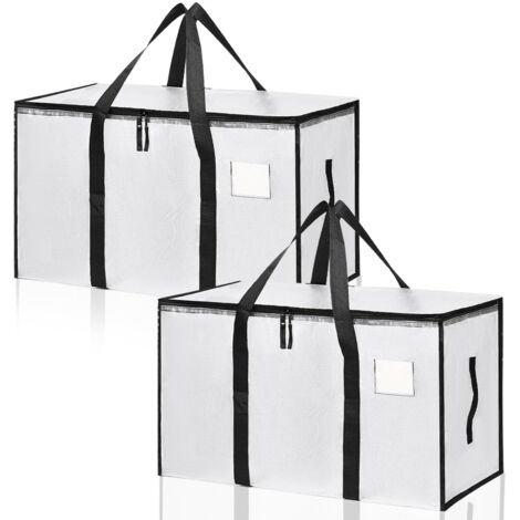 Lot de 2 Grands Sacs de Rangement pour Vêtements, Sacs Déménagement Pliables 90L avec Sangles de Sac à Dos et Poignées Solides, Alternative aux Cartons de Déménagement, Transparent (Transparent 2pcs)