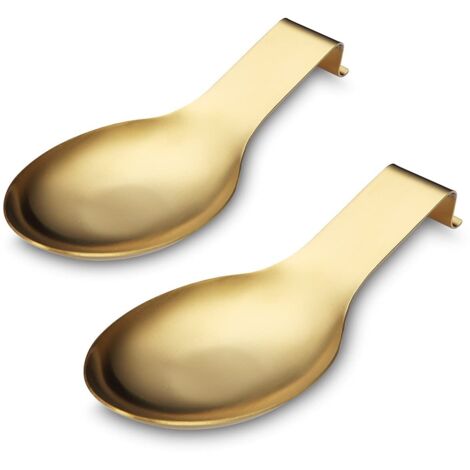 Repose Cuillère En Or Mat, Porte Cuillère En Acier Inoxydable Pour Cuisinière, Porte Stensiles De Cuisine Pour Louches, Pinces, Spatule, Porte-cuillère Pour Cuisinière (2PC-9,5 Pouces)