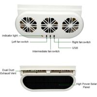 Alipis 3 Pièces Ventilateur Solaire Voiture – Extracteur D'Air 4500 Tr/min, Refroidisseur Fenêtre Auto Sans Fil, Énergie Solaire