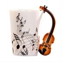 Tasse en céramique de 250 ml avec poignée - Style violon - Guitare - Pour café, thé, lait - Cadeau fantaisie (violon)
