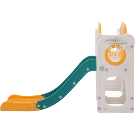 Tobogán Infantil 9 En 1 Homasis - Con Canasta De Baloncesto, Túnel, Volante Y Más, De HDPE, Para Interior