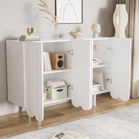 Aparador salon 120x37,5x80,8cm con 4 puertas, Aparadores comedor, tablero de partículas, blanco (1/5)