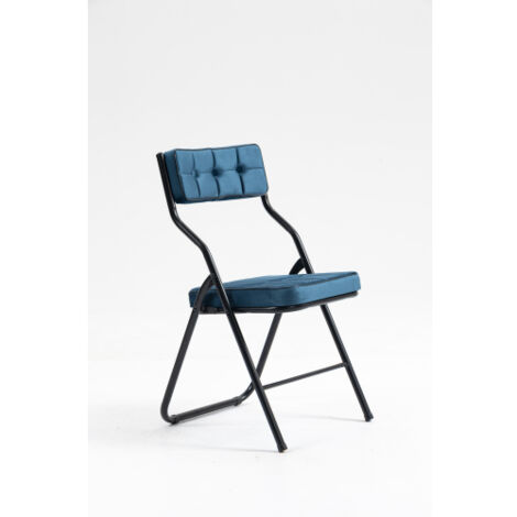 Conjunto de 2 sillas plegables - Silla de comedor plegable con cojín - Tejido efecto terciopelo -
