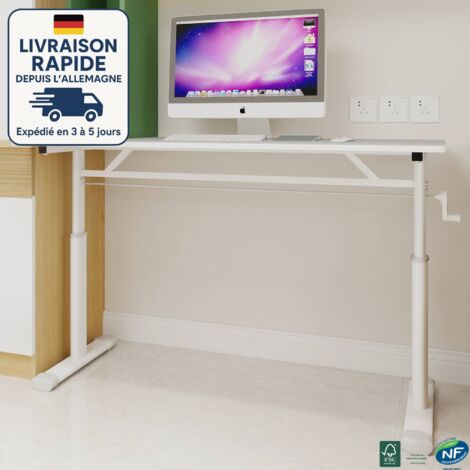 Escritorio de pie regulable en altura, estructura de acero - 60 x 120 x (60-90) cm - Blanco