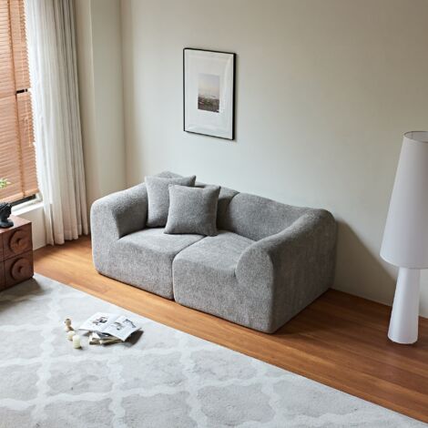 Sofá modular de 2 plazas, 193 x 87 x 67 cm, terciopelo, compacto para salón y oficina, gris (1/5)