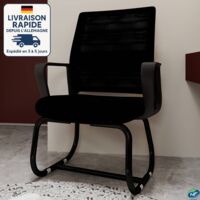 Silla de oficina con estructura de metal, suave y cómoda, ideal para el hogar y la oficina, color negro.