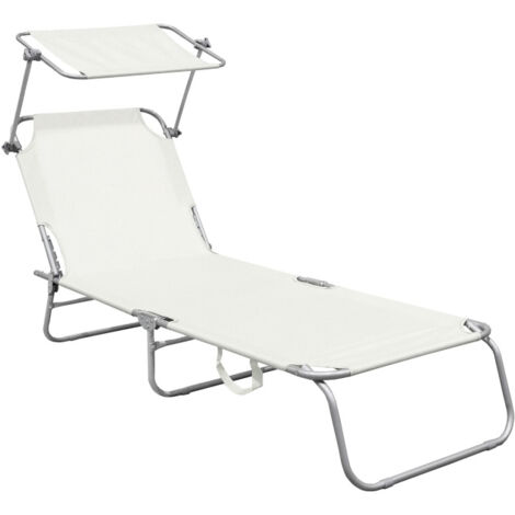 Linder Exclusiv Chaise longue de jardin avec auvent Beige (1/5)