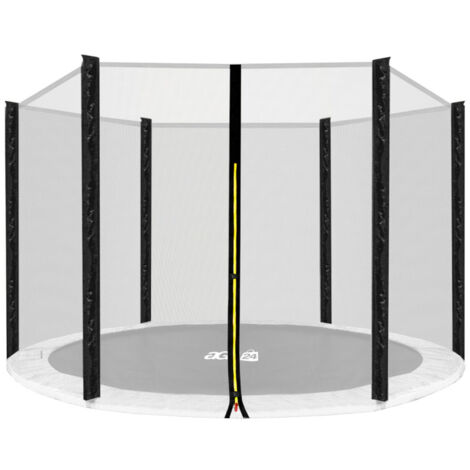 Aga24 – Filet de protection pour trampoline 305 cm – Hauteur 165 cm – 6 manchons pour poteaux jusqu'à 4,5 cm – Matériau PE Terylene – Couleur noir