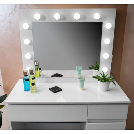 Coiffeuse Avec Miroir LED Et Prise USB – Table De Maquillage 7 Tiroirs, Rangement Intelligent, Design Moderne Noir