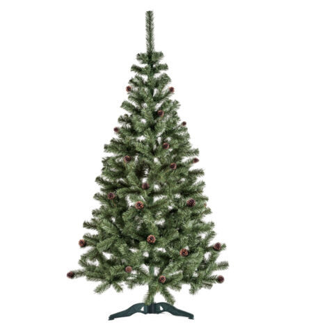 Aga24 – Sapin de Noël artificiel 220 cm – Aspect naturel dense – Largeur 120 cm – Support en plastique à quatre branches (1/4)