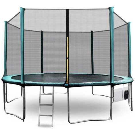 Aga SPORT PRO Trampoline 400 cm Vert foncé + filet de protection + échelle + poche pour chaussures