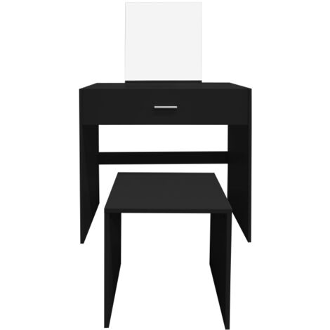 Aga Coiffeuse noire avec miroir et tabouret noir inclu, 1 tiroir MRDT13-MB (1/5)