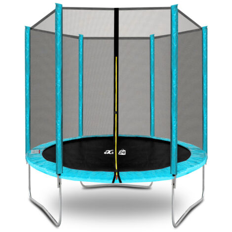 Aga24 – Trampoline 180 cm – Charge maximale 100 kg – Hauteur 211 cm – Acier galvanisé – Filet de protection PE – Surface de saut PP Mesh