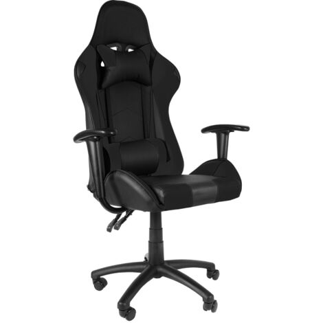Aga Fauteuil de gaming noir à 5 roulettes, inclinable de 90° à 160°, siège en cuir, appui-tête et lombaire amovible inclu MR2090 Noir (1/5)