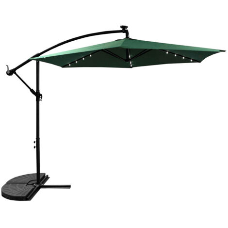 Aga Parasol de jardin 300 cm Vert foncé avec éclairage LED