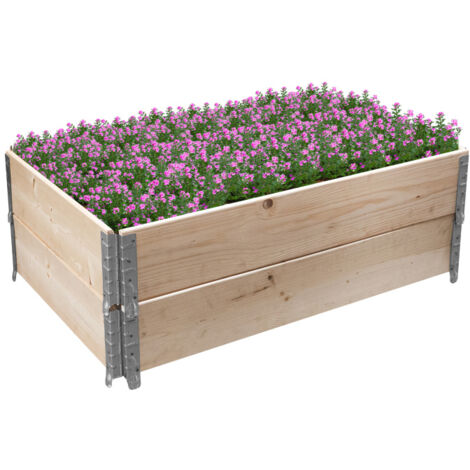 Aga24 – Bac surélevé en épicéa 120x80x40 cm – Empilable et pliable – 2 plates-bandes – Protège contre nuisibles terrestres