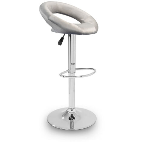 Aga Tabouret de bar gris, hauteur réglable, assisse rembourrée, dossier en forme d'anneau, MR2043 (1/5)