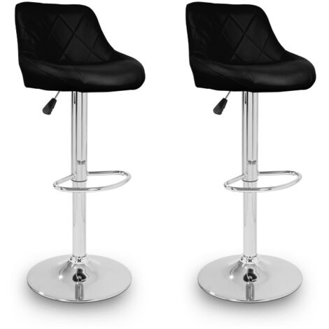 Aga Lot de deux tabouret de bar noir, hauteur réglable, assisse rembourrée, MR2000Black-2 (1/5)