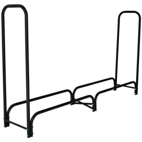 Aga Porte bûche pour cheminée noir en acier, sans fond solide 200x36x116 cm (1/5)