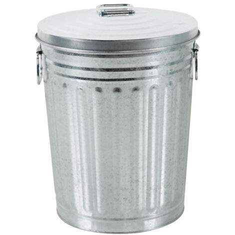Poubelle d'extérieur 30l en tôle galvanisée – Résistante aux intempéries – Couvercle pratique – Dimensions 42x34/28,5cm – Linder Exclusiv