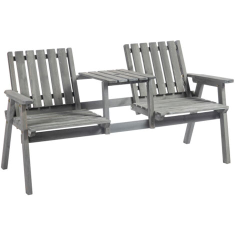 Aga Banc de jardin avec table 152x70x83 cm Gris (1/5)