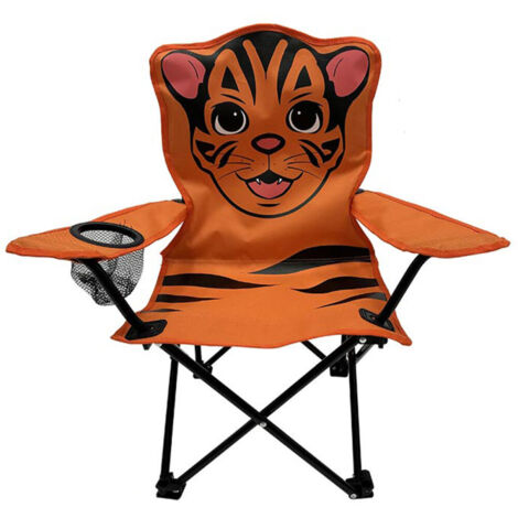 Chaise de camping pour enfants – Structure en acier pliable – Housse en polyester 600D – Dossier avec accoudoirs et porte-gobelet – Linder Exclusiv