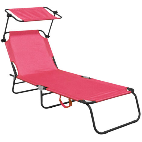 Aga Chaise longue de jardin réglable avec auvent Rose