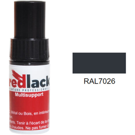 Retuschefläschchen mit Pinsel 9ml – RAL 7026 - Seidenmatt - Granitgrau - für verschiedene Oberflächen - Redlack (1/2)