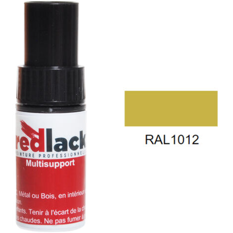 Retuschefläschchen mit Pinsel 9ml – RAL 1012 - Seidenmatt - Zitronengelb - für verschiedene Oberflächen - Redlack (1/2)