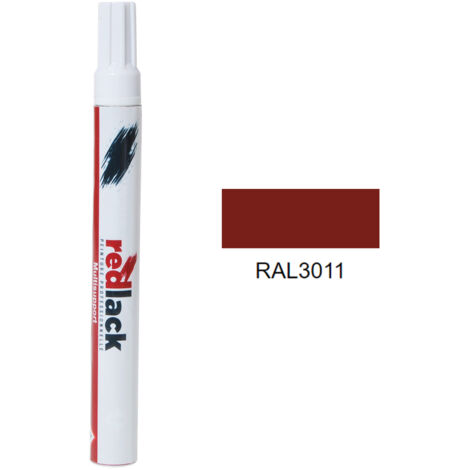 Retuschierstift 8 ml – RAL 3011 - Seidenmatt - Rotbraun - für verschiedene Oberflächen - Redlack (1/2)
