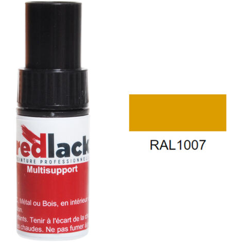 Flacone per ritocchi con pennello 9ml – RAL 1007 – Giallo Narciso – opaco – multisupporto – Redlack (1/2)