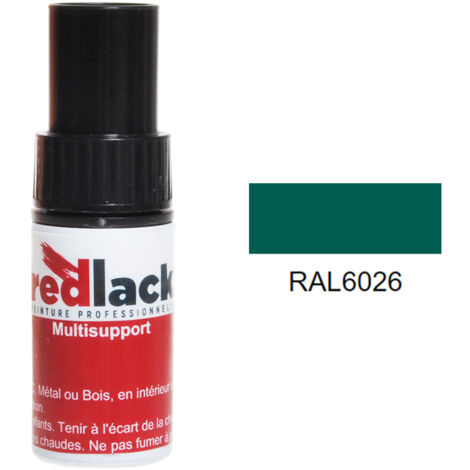 Flacone per ritocchi con pennello 9ml – RAL 6026 – Verde opale – opaco – multisupporto – Redlack (1/2)