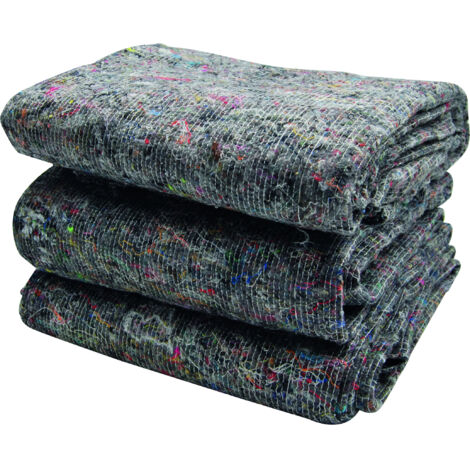 Confezione da 3 coperte da trasloco per lavoro, trasporto, stoccaggio, tessuto non tessuto riciclato, protezione 150x200, 1500x2000mm, grigio
