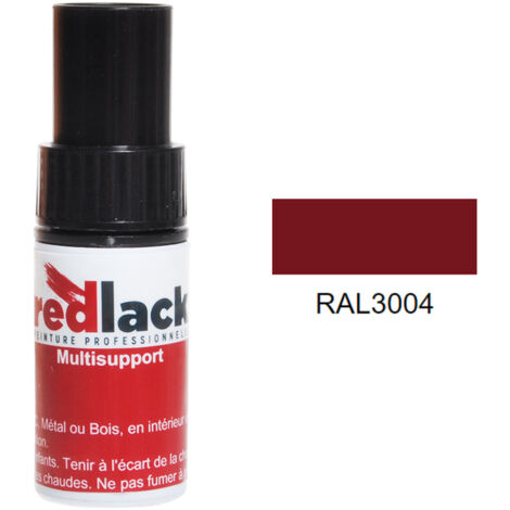 Frasco de retoque con pincel 9 ml – RAL 3004 – Rojo violeta – Mate – para múltiples superficies – Redlack (1/2)