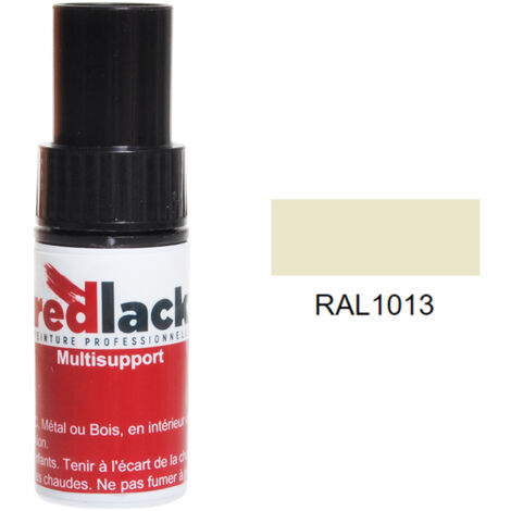 Frasco de retoque con pincel 9 ml – RAL 1013 – Blanco perla – Brillo – para múltiples superficies – Redlack (1/2)