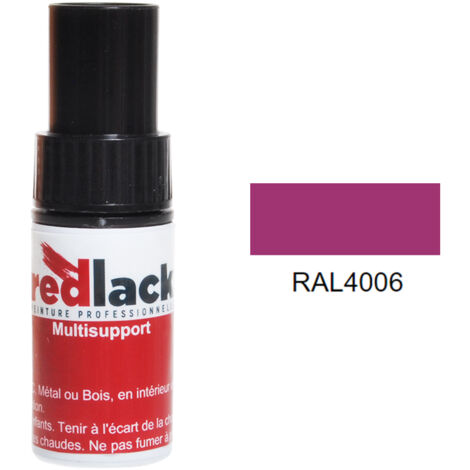 Frasco de retoque con pincel 9 ml – RAL 4006 – Violeta tráfico – Mate – para múltiples superficies – Redlack (1/2)