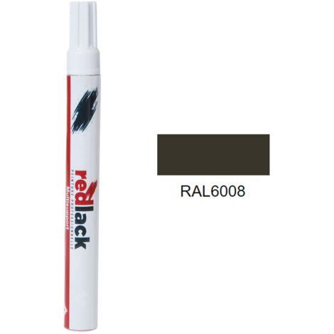 Fieltro retoque pintura 8 ml – RAL 6008 Brillo – Marrón verdoso – para múltiples superficies – Redlack (1/2)