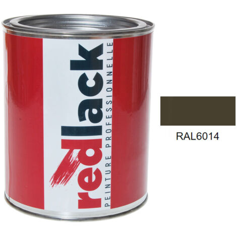 Bote de 1L de pintura – RAL 6014 Amarillo Oliva – Brillo – para múltiples superficies – Redlack (1/2)