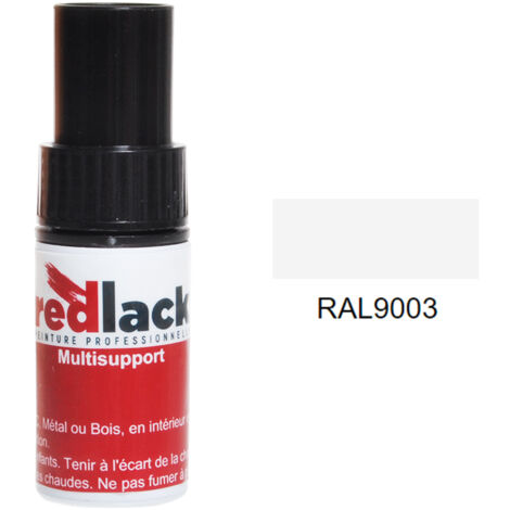Frasco de retoque con pincel 9 ml – RAL 9003 Blanco seguridad – mate – para múltiples superficies – Redlack (1/2)