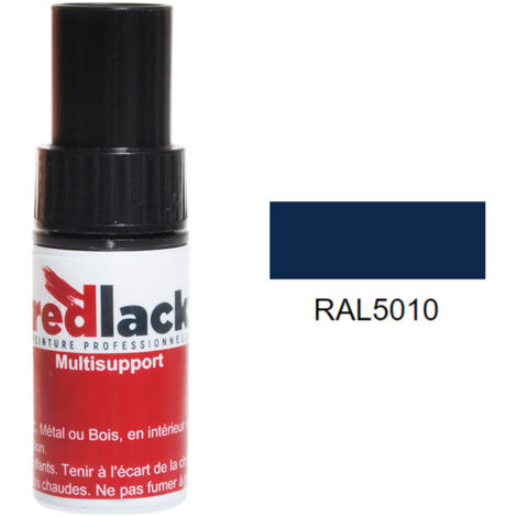 Frasco de retoque con pincel 9 ml – RAL 5010 – Azul Genciana – Mate – para múltiples superficies – Redlack (1/2)