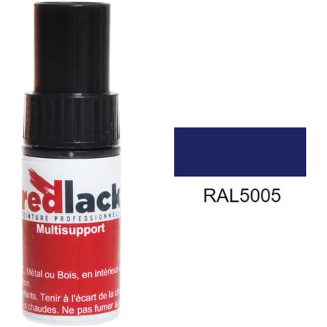 Frasco de retoque con pincel 9 ml – RAL 5005 – Azul seguridad – Brillo – para múltiples superficies – Redlack (1/2)