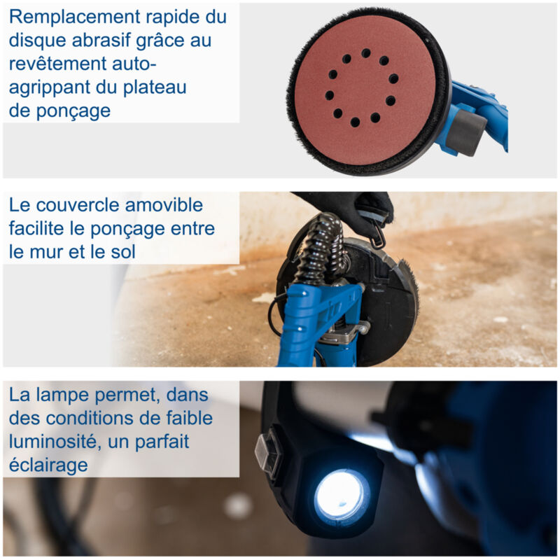 Plateau De Ponçage Velcro 225 Mm Kraftfeld - Pour Ponceuse Girafe FLEX WST 700, WSE 500, GE 5, Etc. - Avec 10 Trous Aspiration