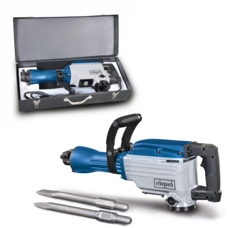 Scheppach Marteau de démolition AB1600 - Marteau perforateur - Marteau piqueur - 1600W - 50 joules - Avec fixation hexagonale Ø30mm - Burin pointu, plat et coffret métallique inclus