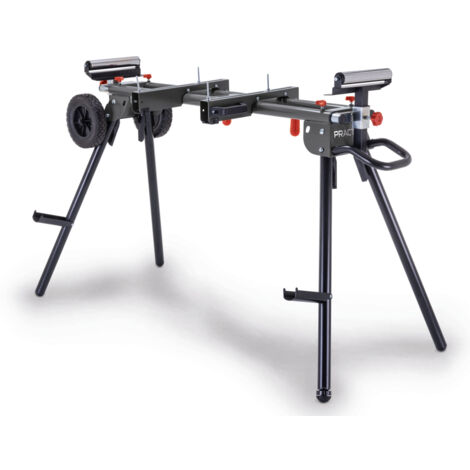 Practixx Support de scies PX-UG-2000R - Extensible 1185-2000mm - Hauteur réglable 900/100mm - Guidage à roulette - Charge admissible 200 kg - Facilement transportable - Pour scies à onglets/radiales