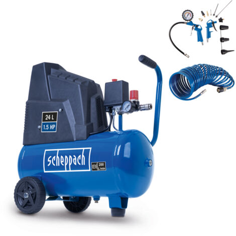 [JAMAIS UTILISÉ] Scheppach Compresseur à air HC30o - 1100 W - Admission d'air 200 l/min - Cuve de 24 l - 8 bar - Sans huile & longue durée de vie - Avec 13 accessoires inclus