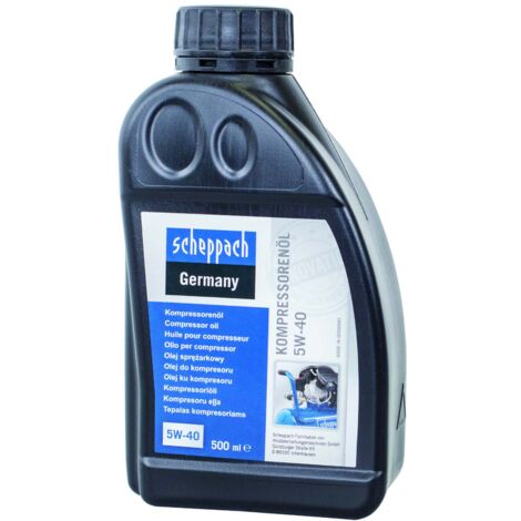 Scheppach Huile de compresseur SAE 5W-40 - Contenance 500 ml - Huile moteur ultra performance longue vie